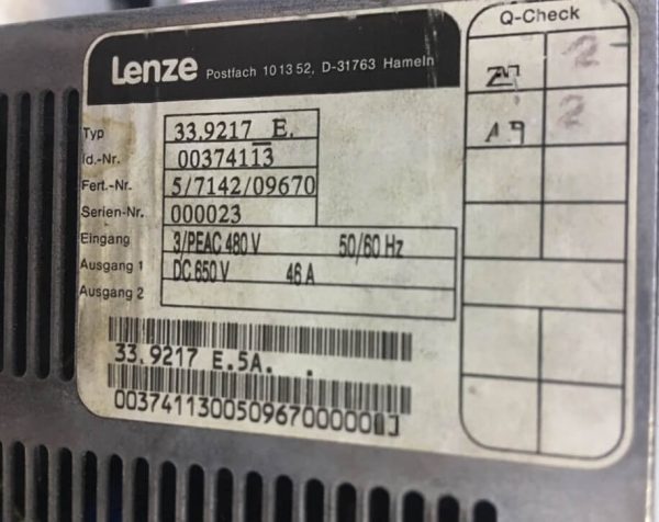 Servo Sürücü Lenze 33.9217-E